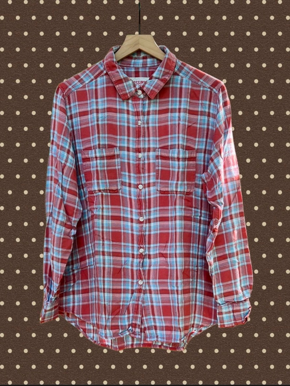Mossimo Red & Blue Plaid Boyfriend Fit Long Sleeve Flannel Button Down Shirt XL